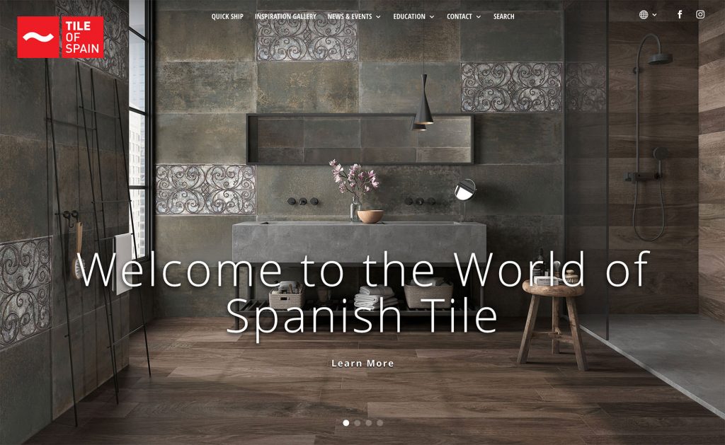 Image slider of the new Tile of Spain USA website